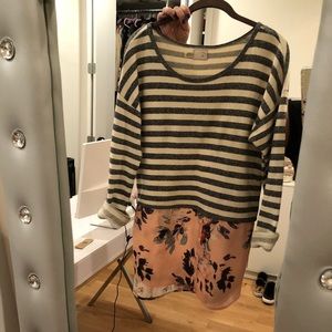 Anthropologie striped floral sweater